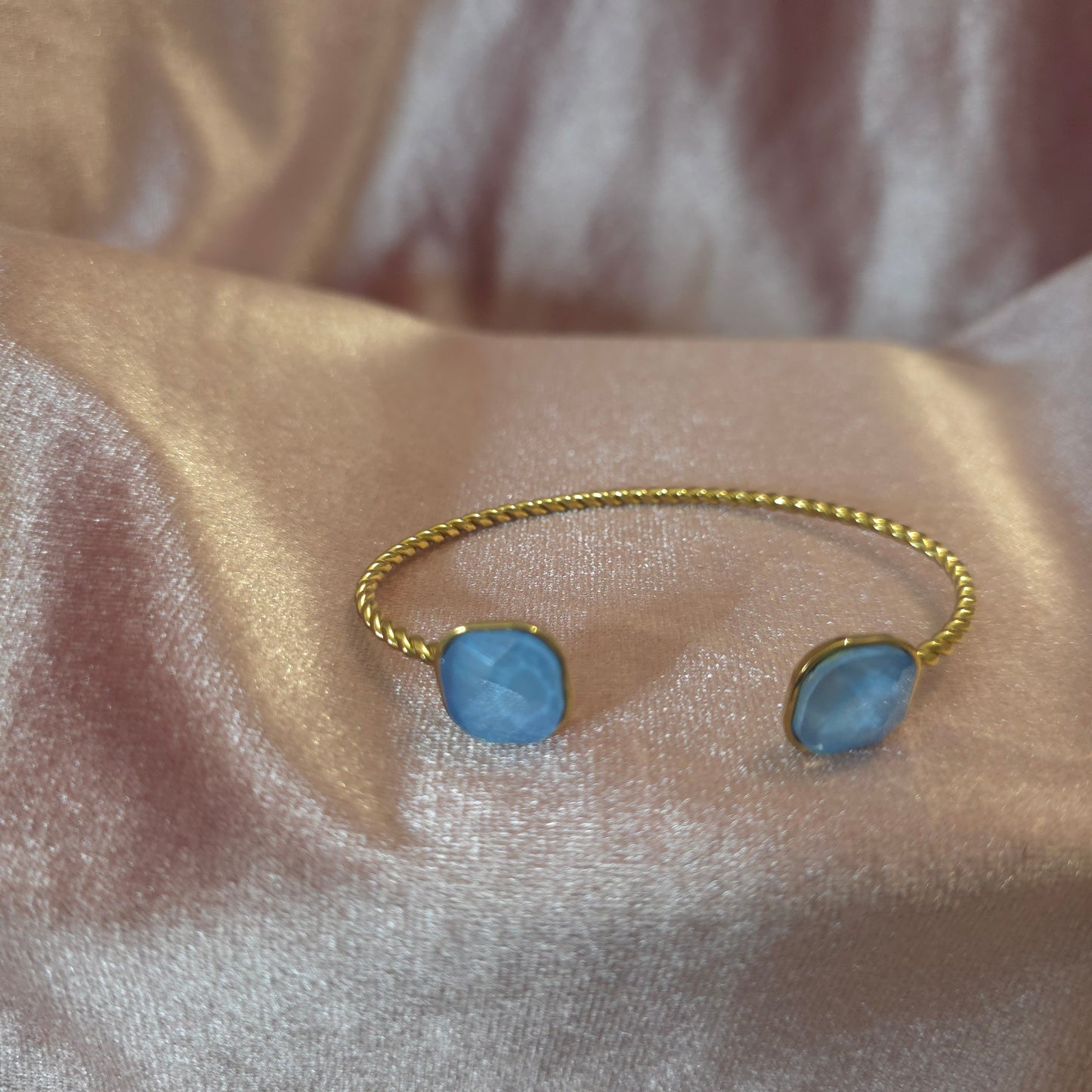 Bracelet cristal de verre bleu