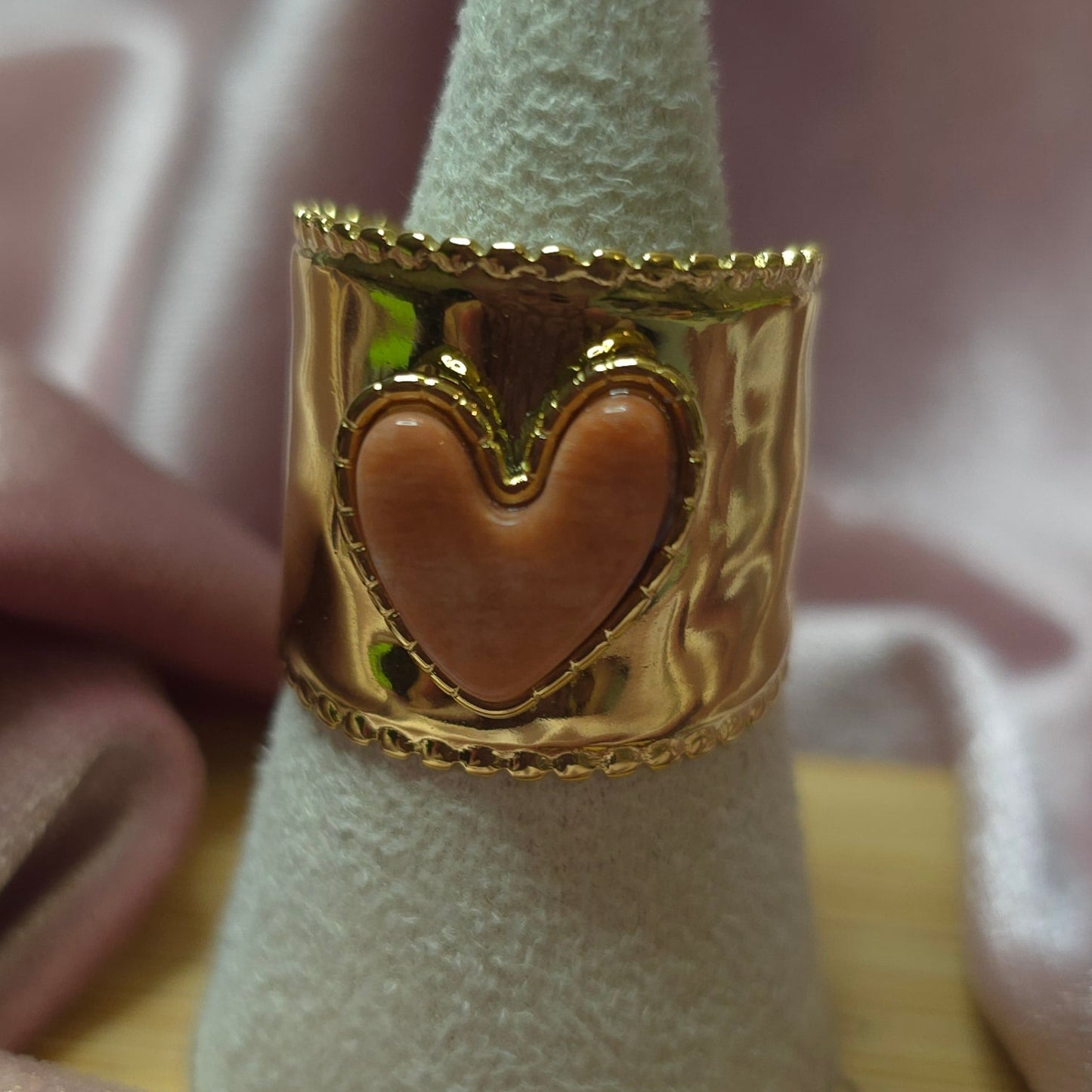 Bague pierre naturelle coeur rhodonite