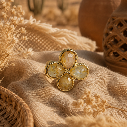 Bague 4 pétales citrine