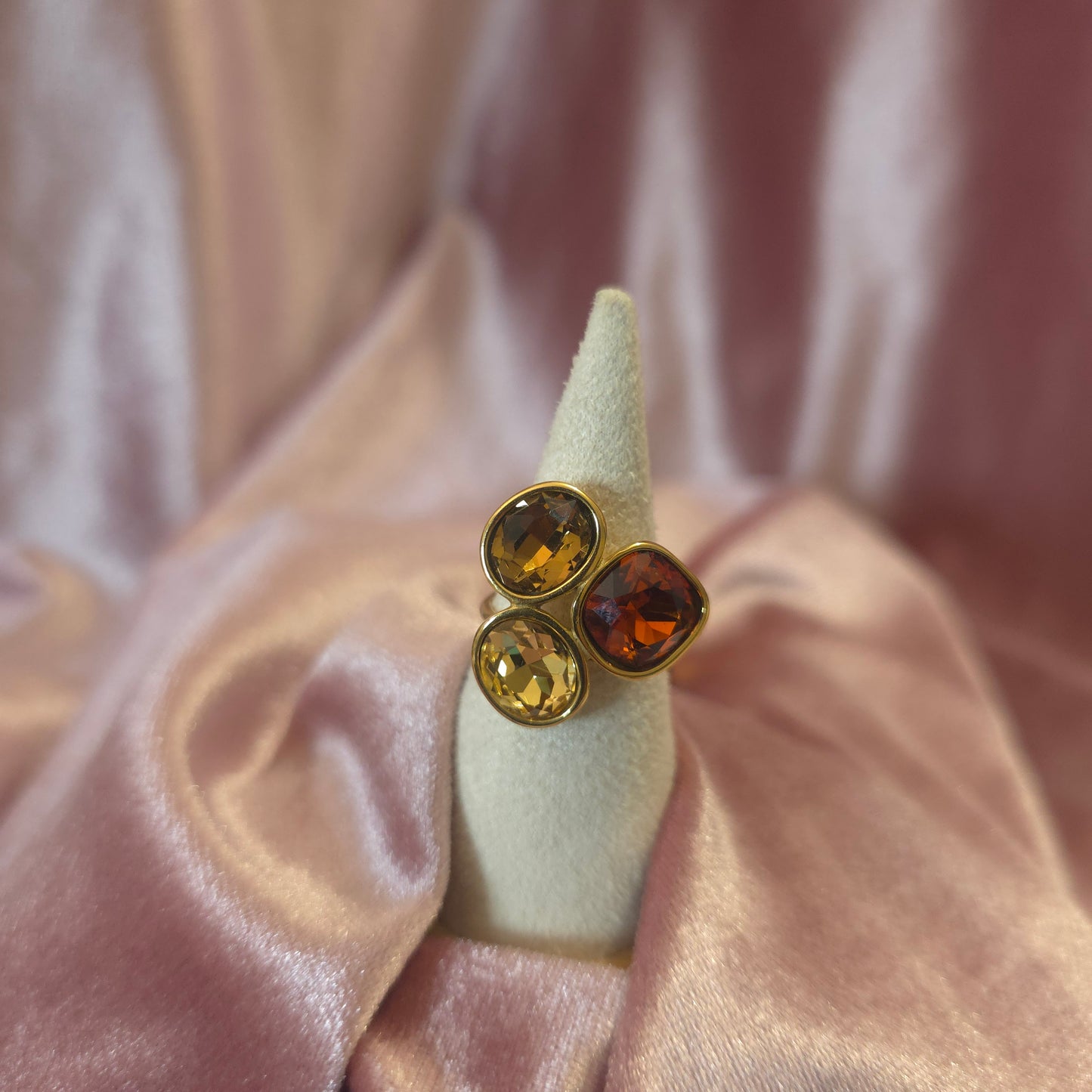 Bague 3 cristal nude