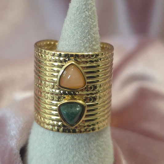 Bague inca vert & orangé