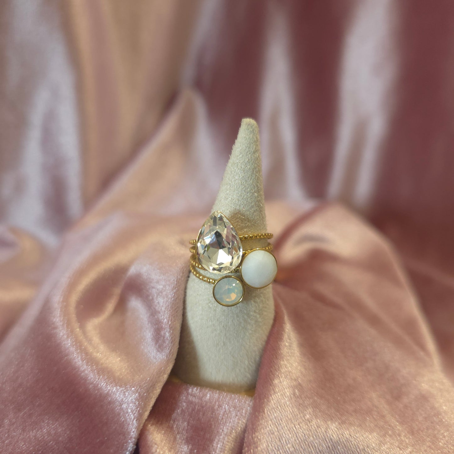 Bague cristal de verre blanche