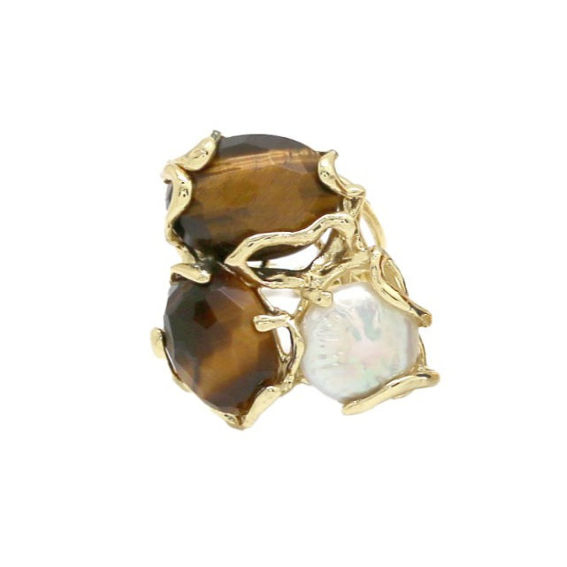 Bague Habaha zigzag oeil de tigre