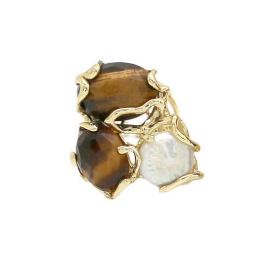 Bague Habaha zigzag oeil de tigre