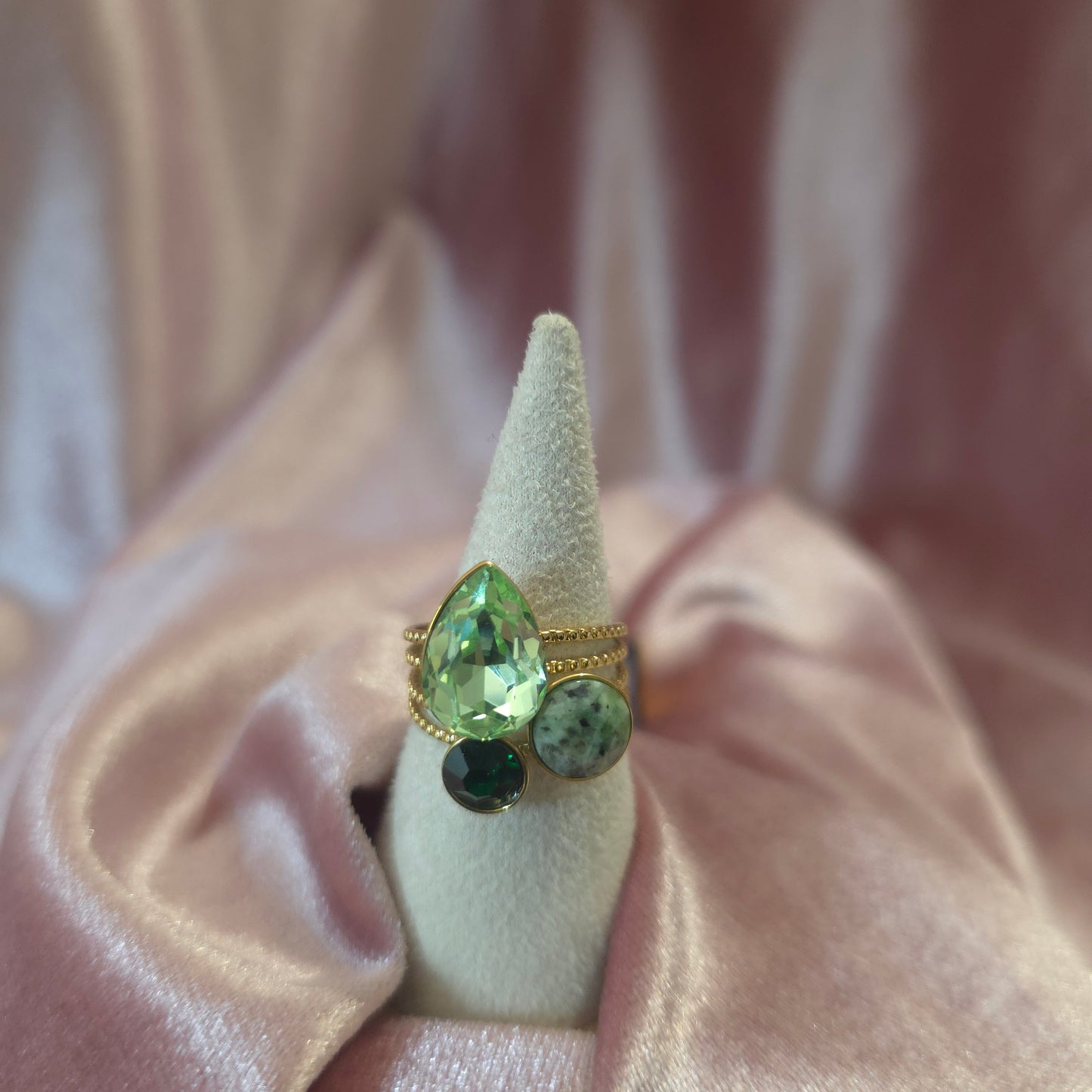 Bague cristal de verre Vert