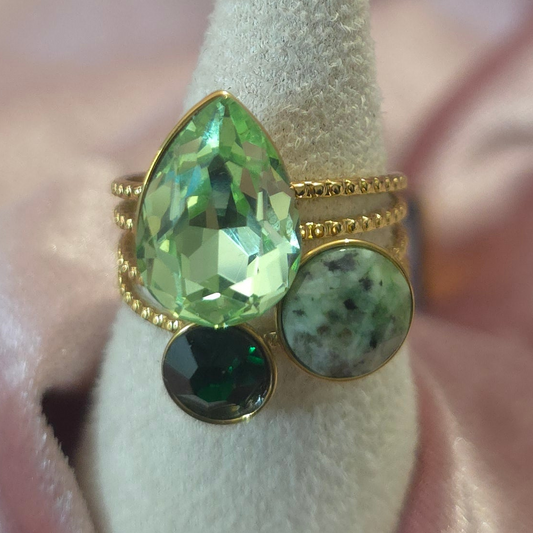 Bague cristal de verre Vert