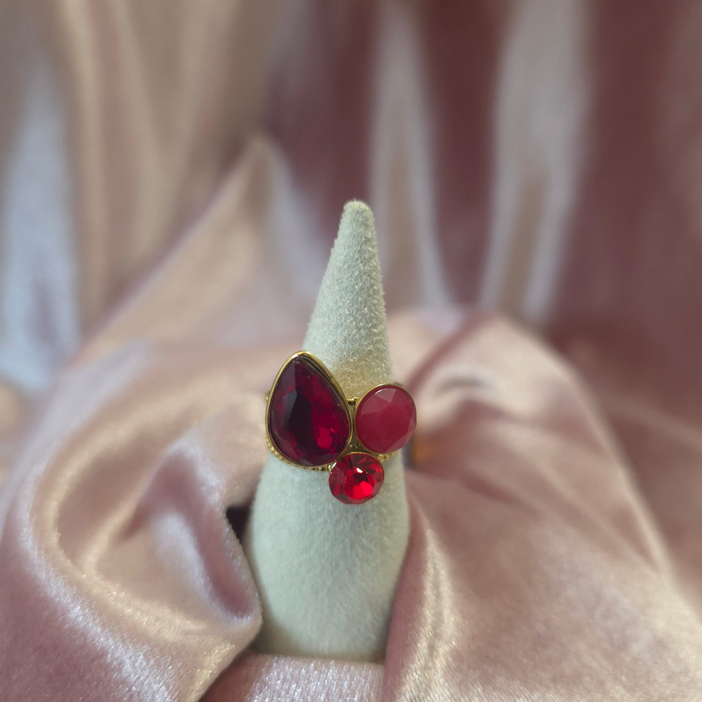 Bague cristal de verre Rouge