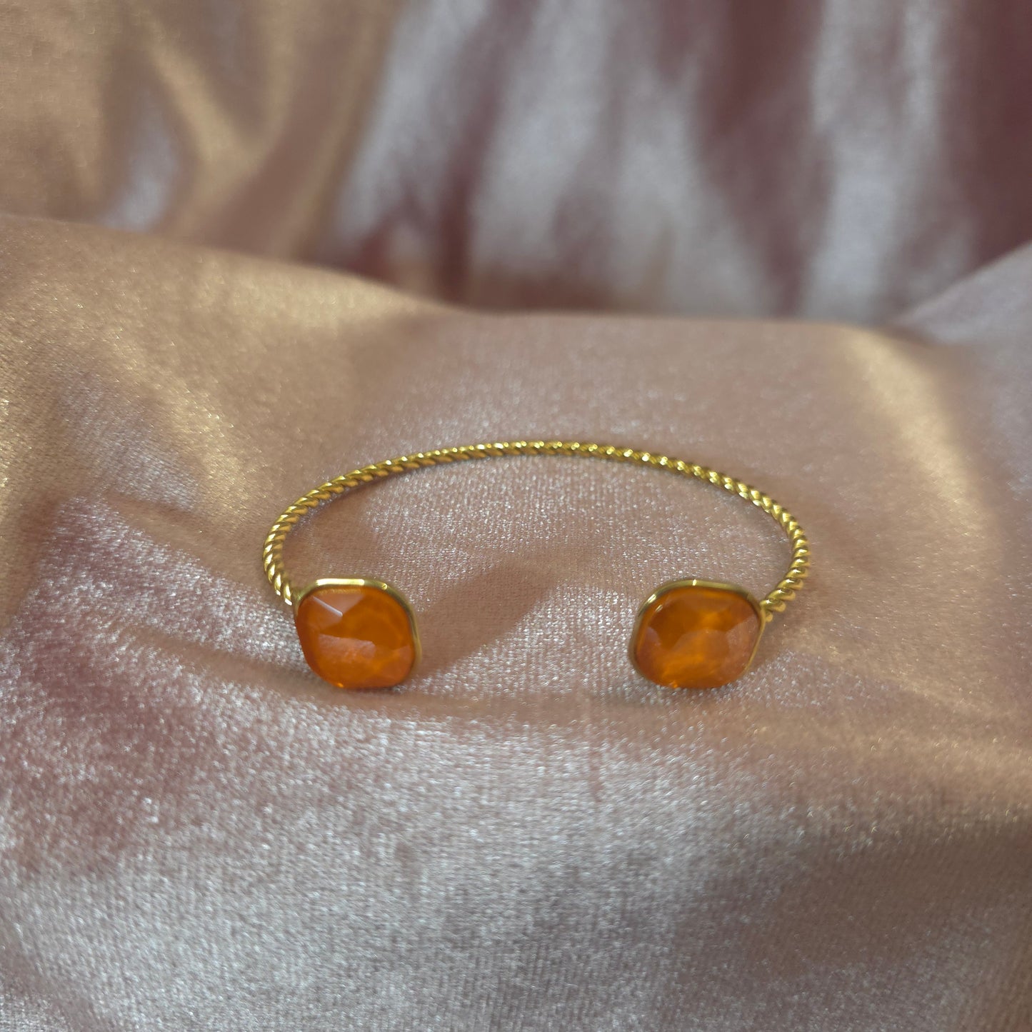 Bracelet cristal de verre orange