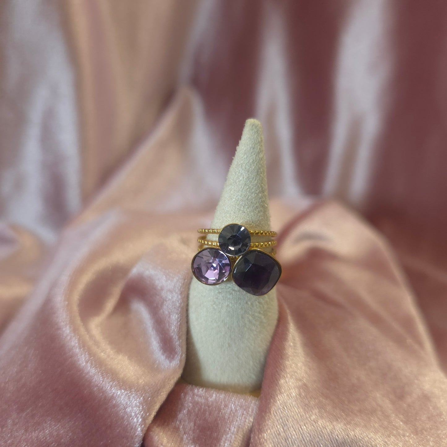 Bague 3 cristal violet