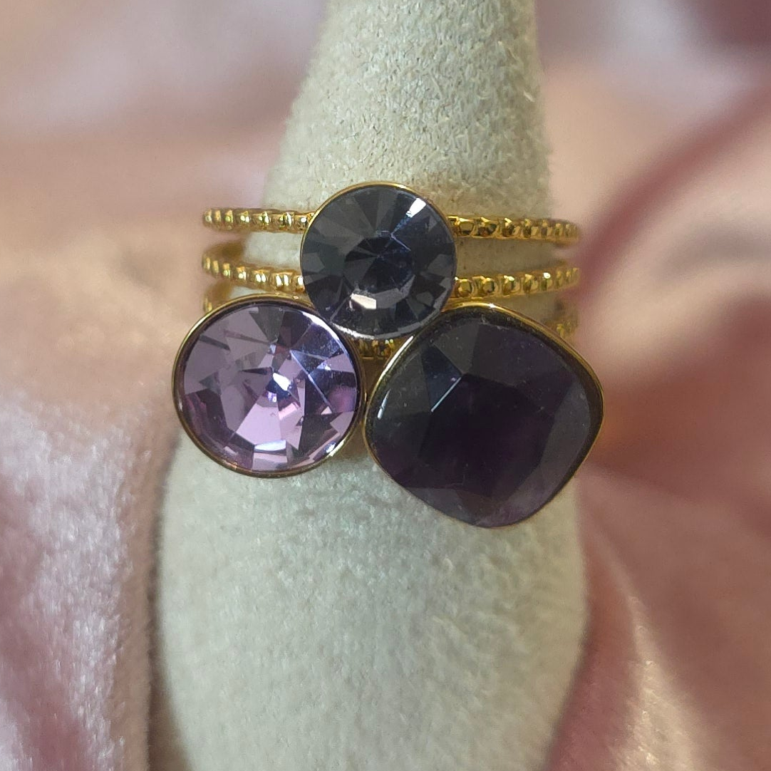 Bague 3 cristal violet