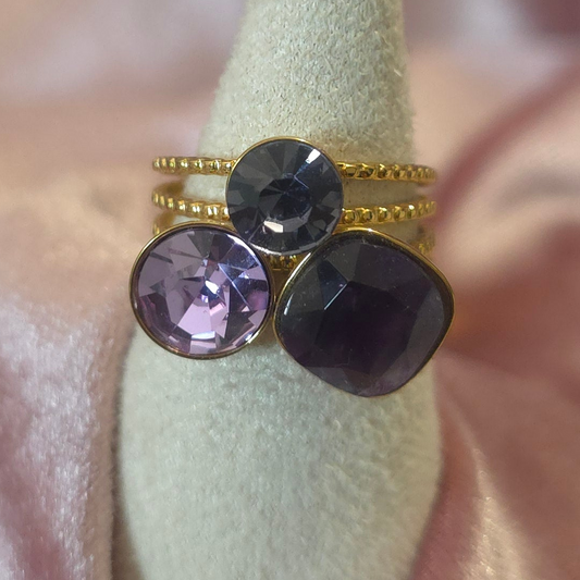 Bague 3 cristal violet