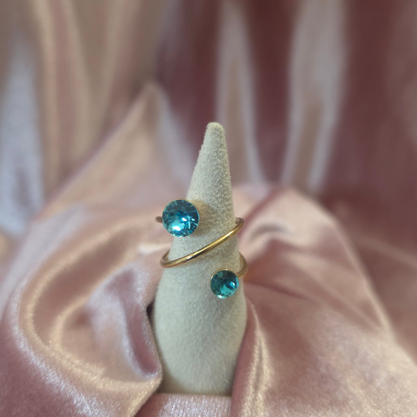 Bague cristal swarovski bleu turquoise