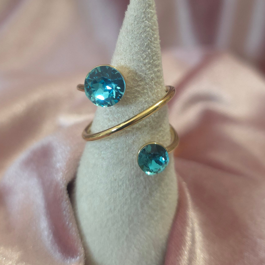 Bague cristal swarovski bleu turquoise