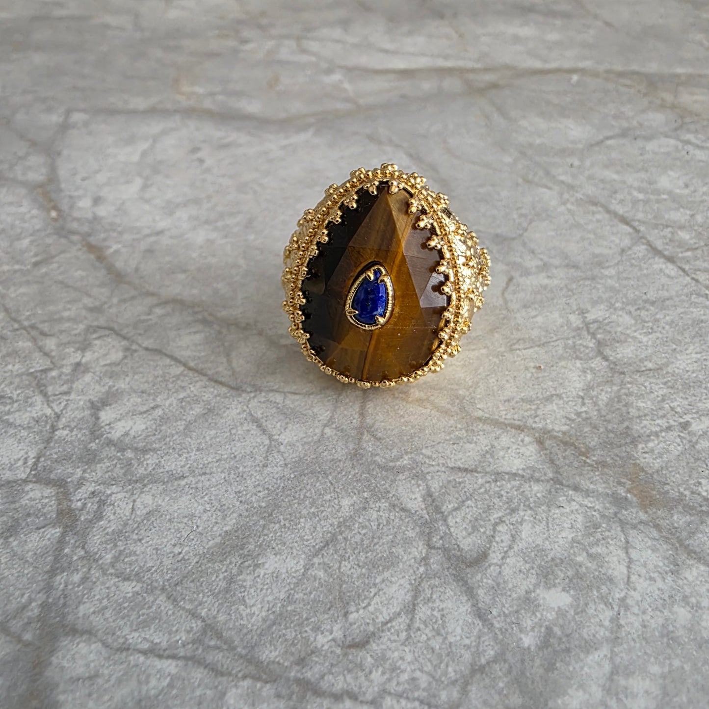 Bague Habaha Paris goutte oeil de tigre