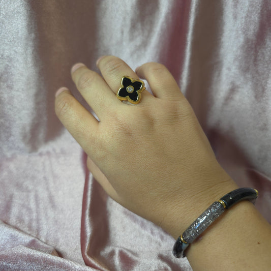 BAGUE ETOILE INSPI LV NOIRE