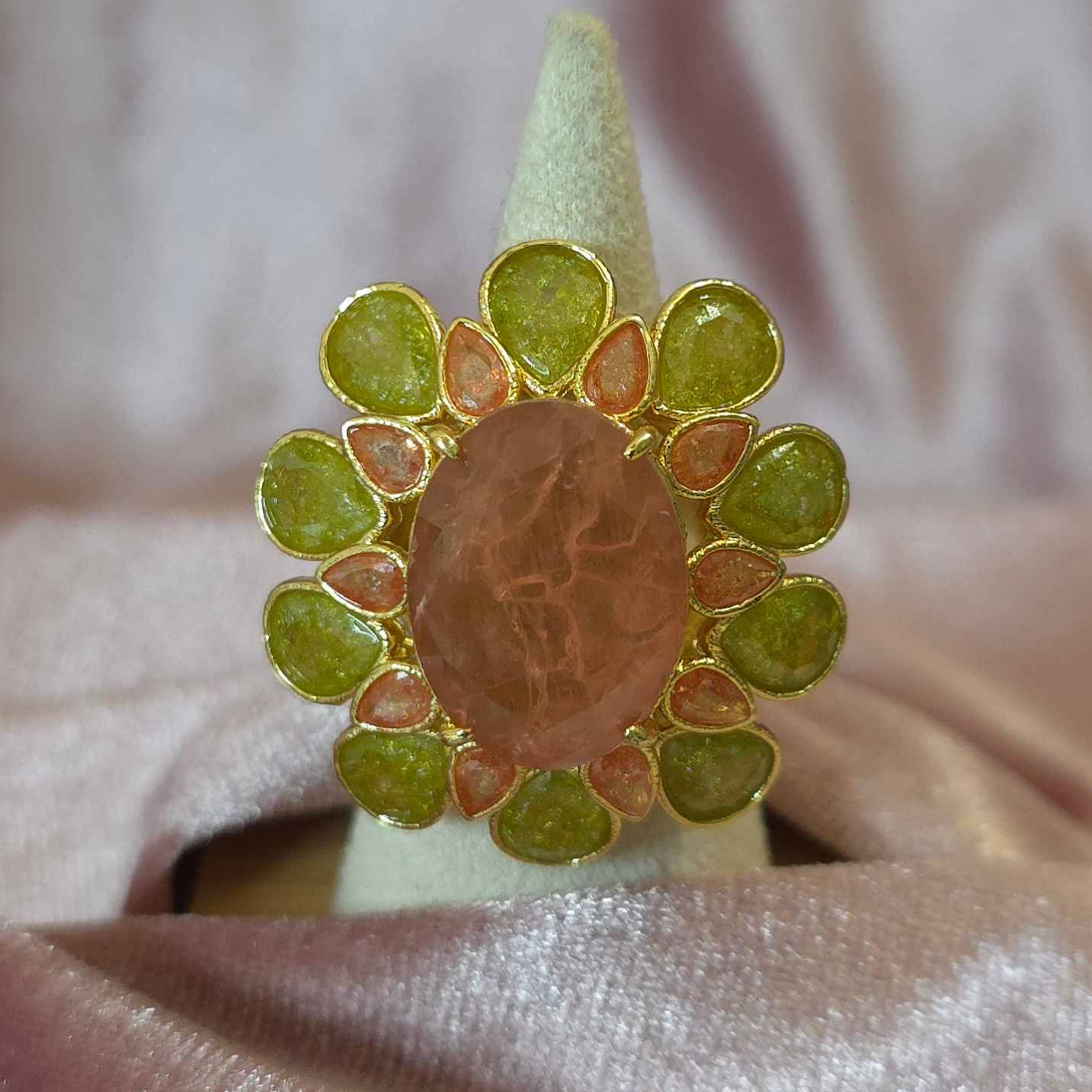 Bague Habaha Fleur Peridot & Rose
