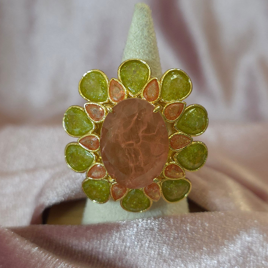 Bague Habaha Fleur Peridot & Rose