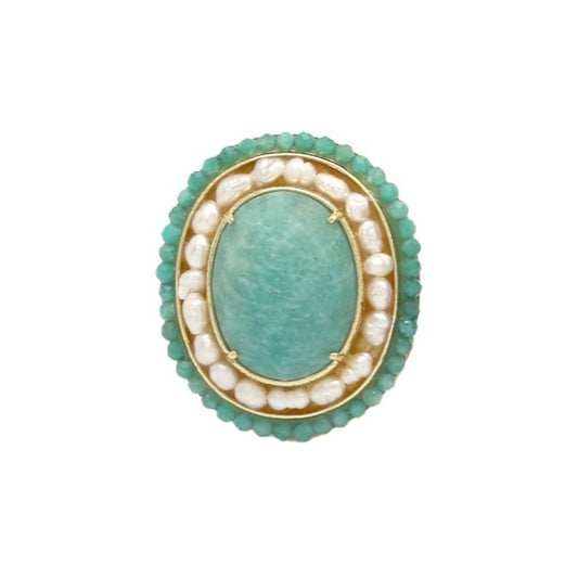 Bague ovale Amazonite