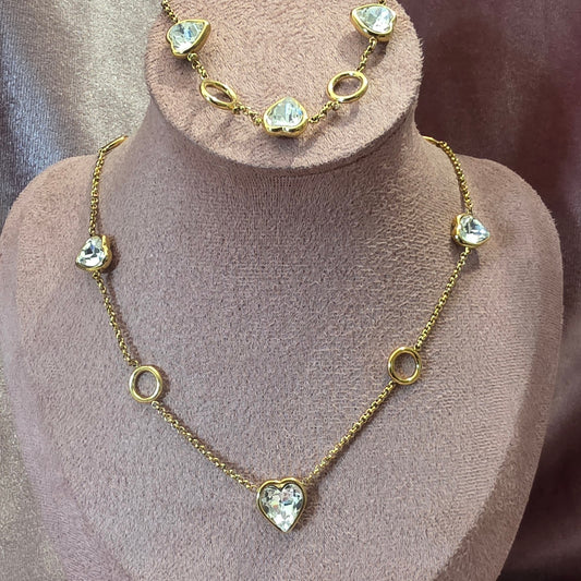 Dui coeur strass blanc