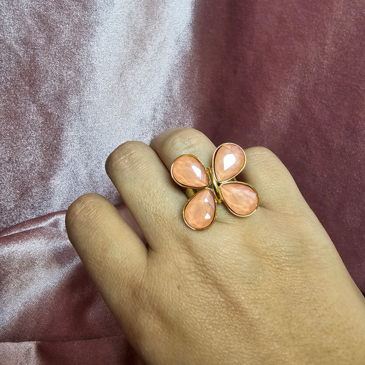 BAGUE FLEUR ROSE PECHE