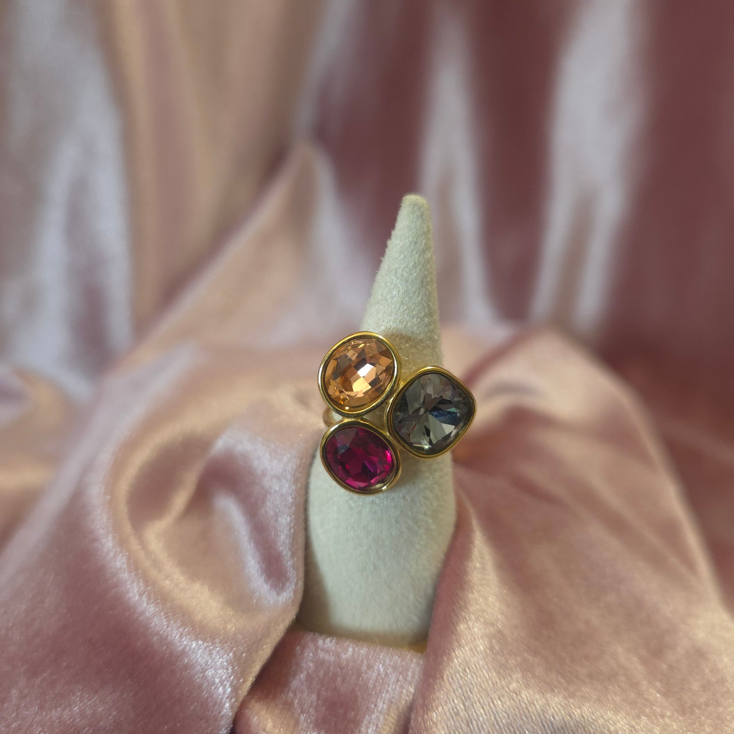 Bague 3 cristal multi