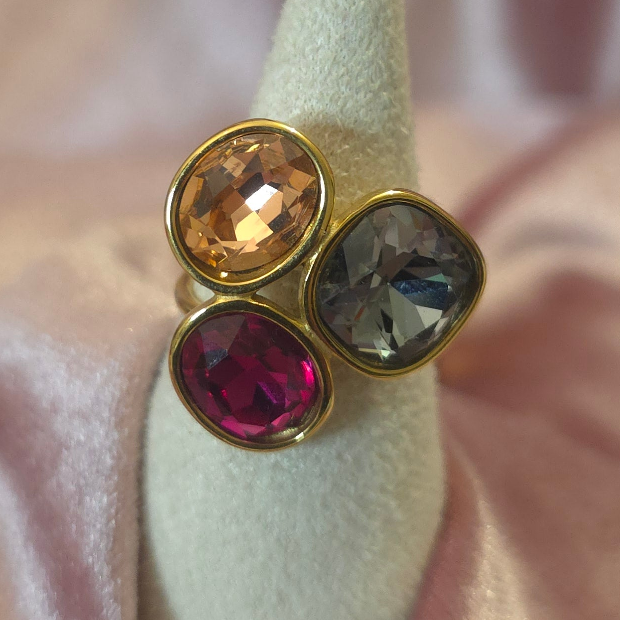 Bague 3 cristal multi