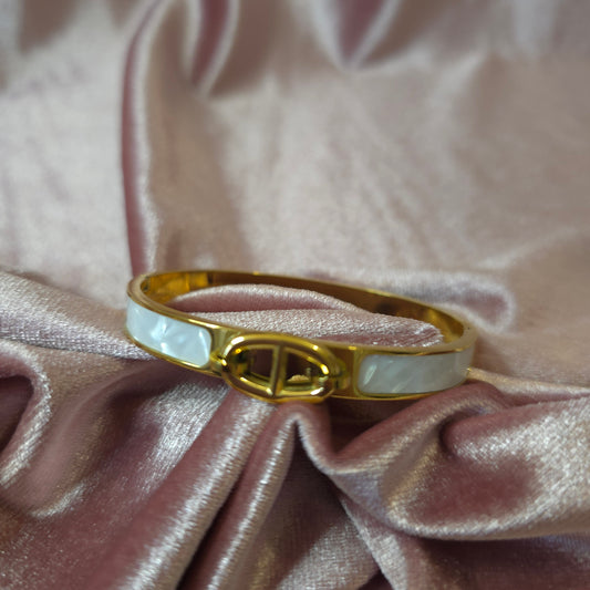 JONC MAILLE MARINE NACRÉ BLANCHE