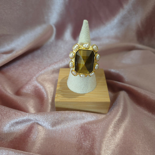 Bague rectangle Oeil de Tigre