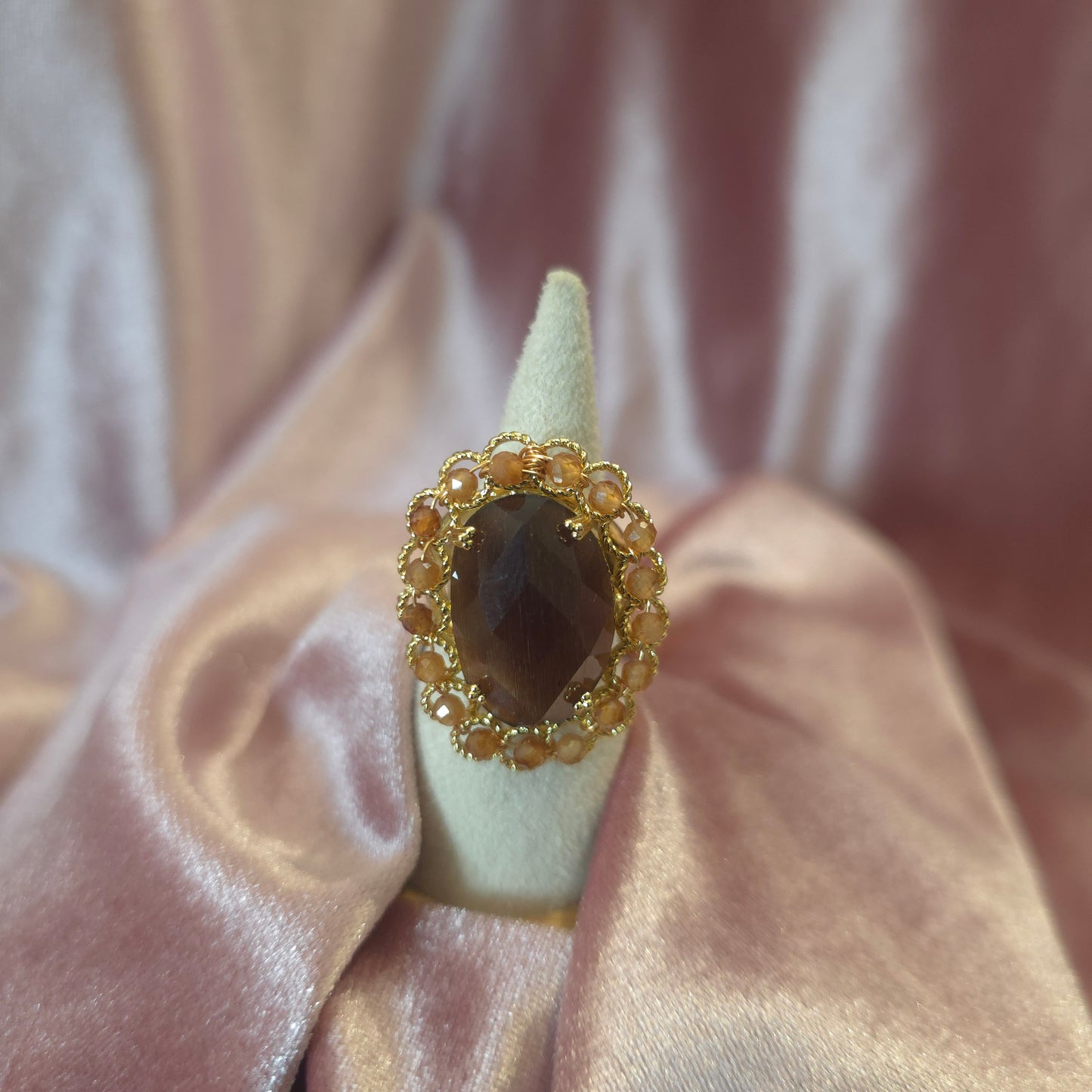 Bague oeil de chat Marron