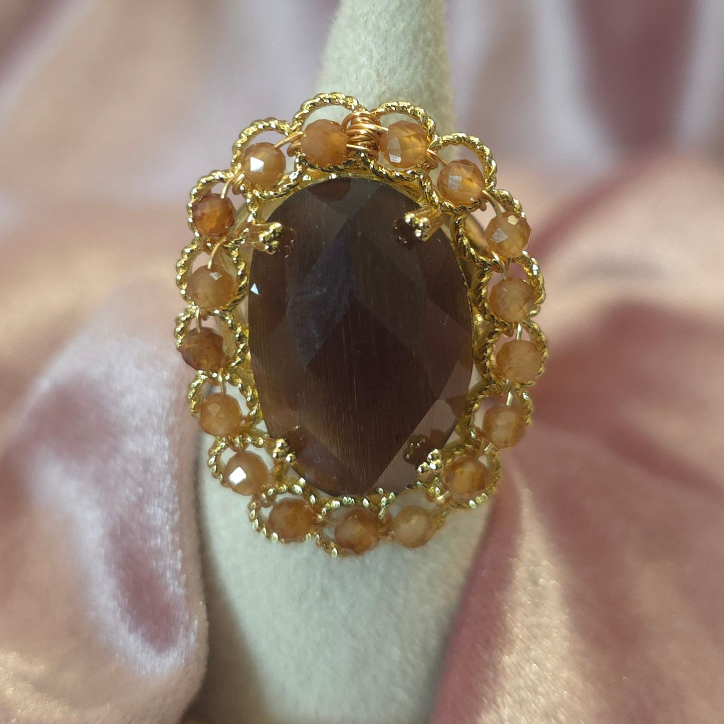 Bague oeil de chat Marron