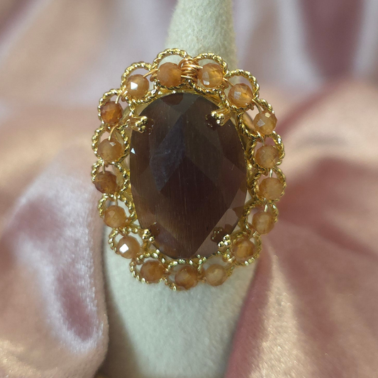 Bague oeil de chat Marron