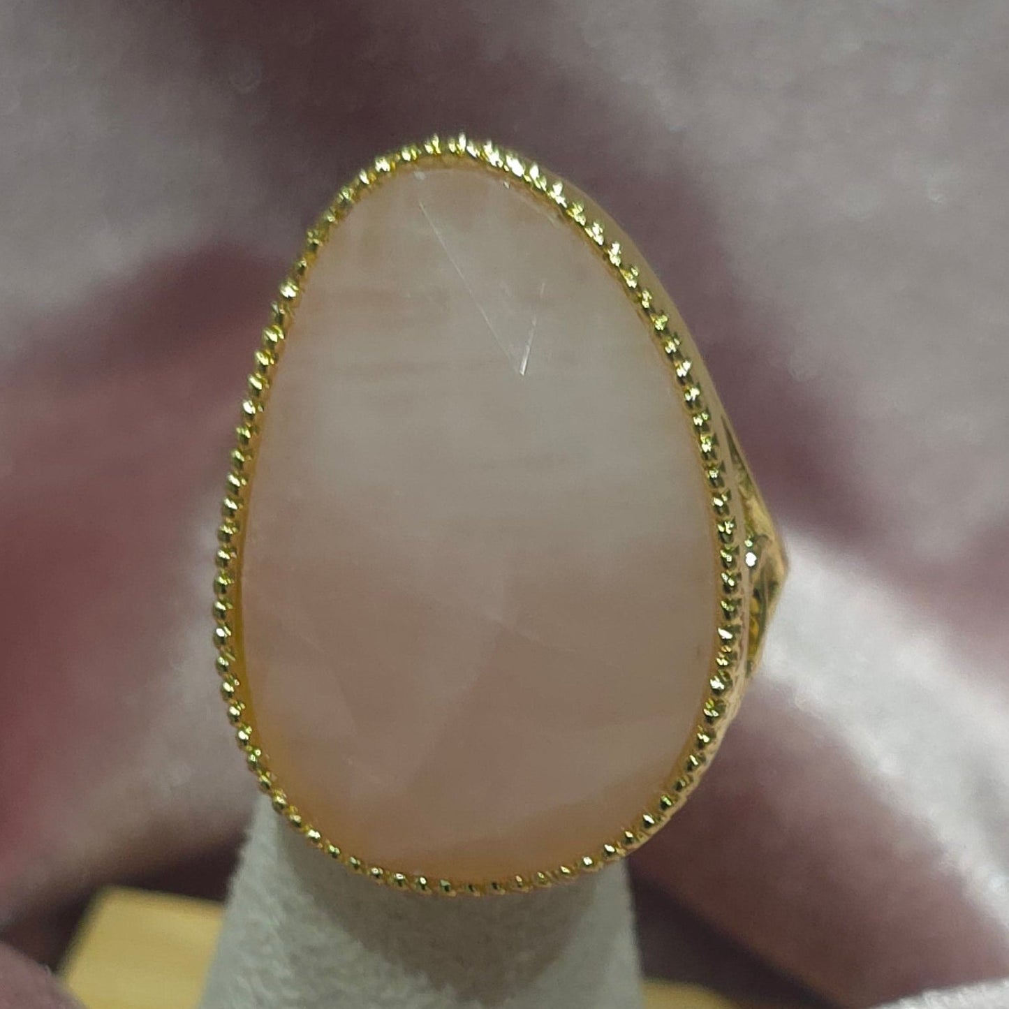 Bague ovoïde Quartz rose