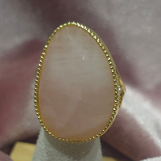 Bague ovoïde Quartz rose