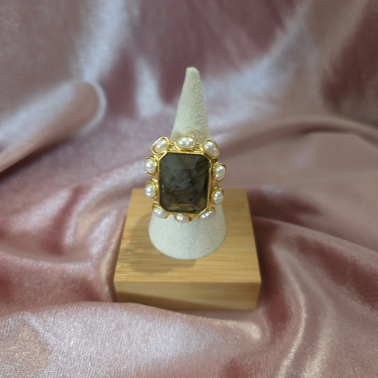 Bague rectangle labradorite
