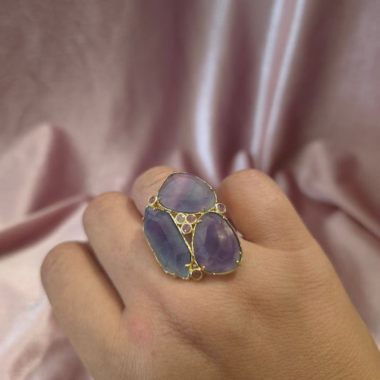 Bague 3 pierres amethyste
