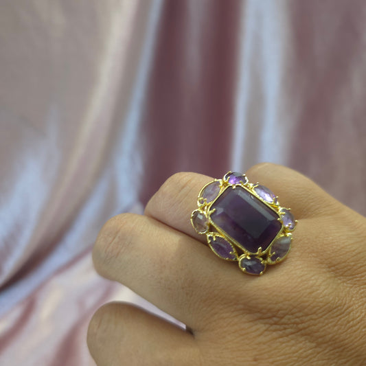 Bague carrée amethyste