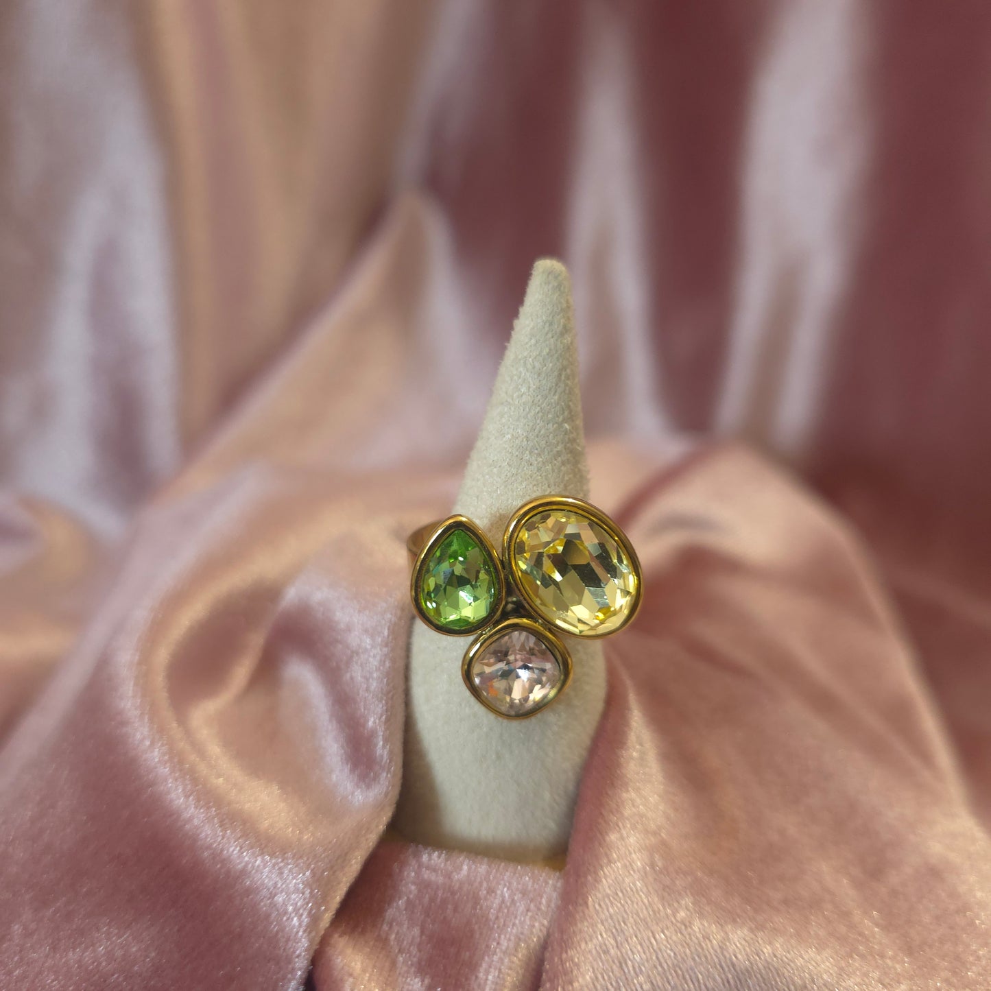 Bague 3 cristal multi pastel