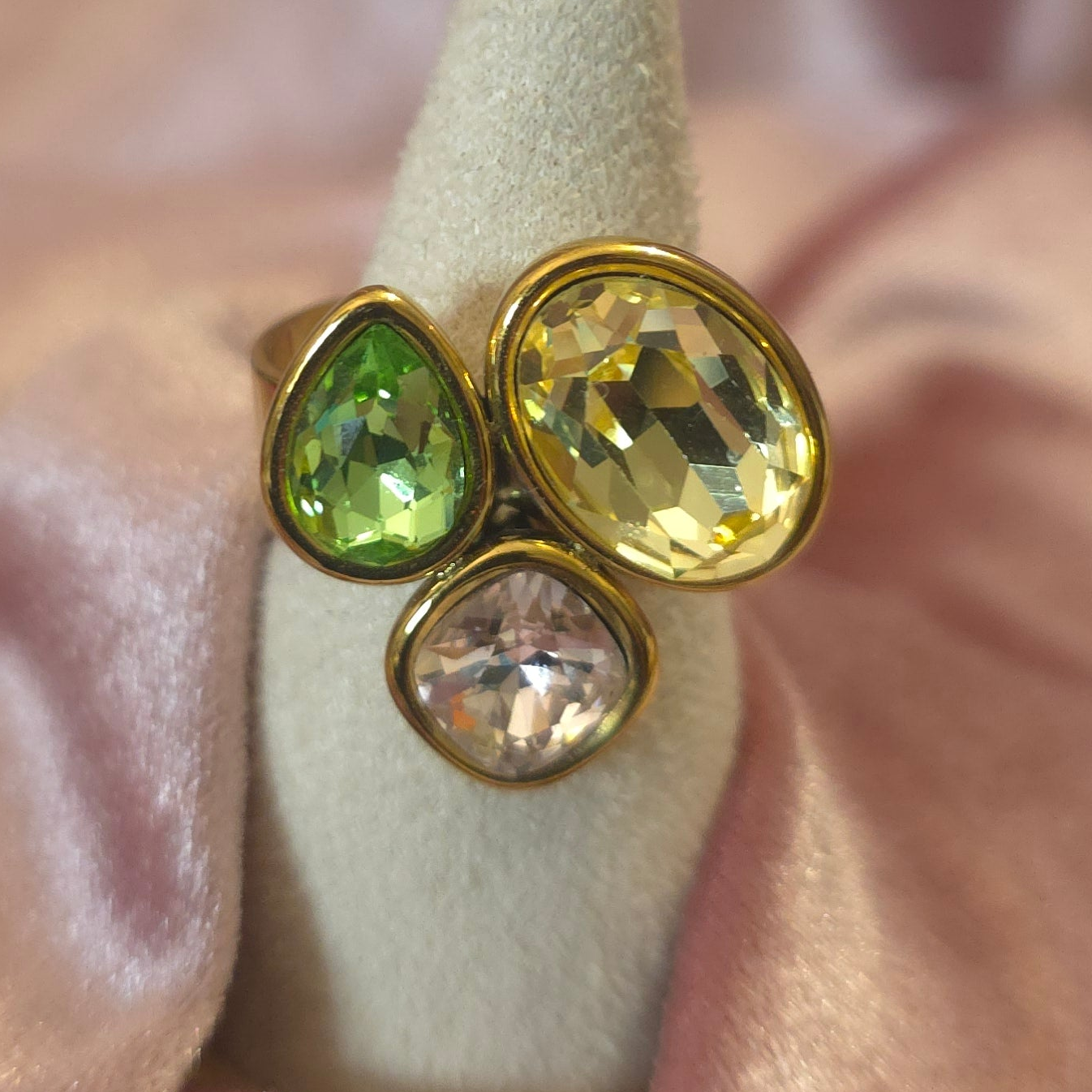 Bague 3 cristal multi pastel