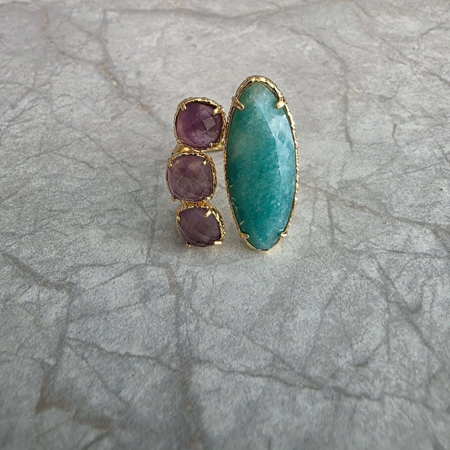 Bague Habaha Paris quatuor turquoise amethyste