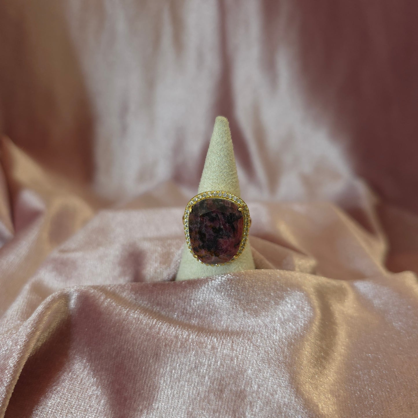 Bague Habaha strass Rodonite