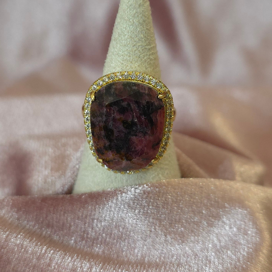Bague Habaha strass Rodonite