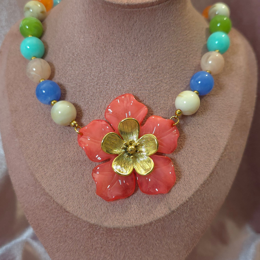 Collier fleur multi