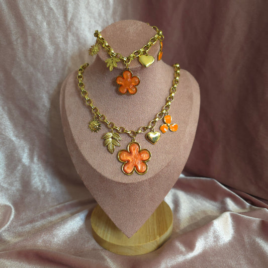 PARURE FLEUR ORANGE