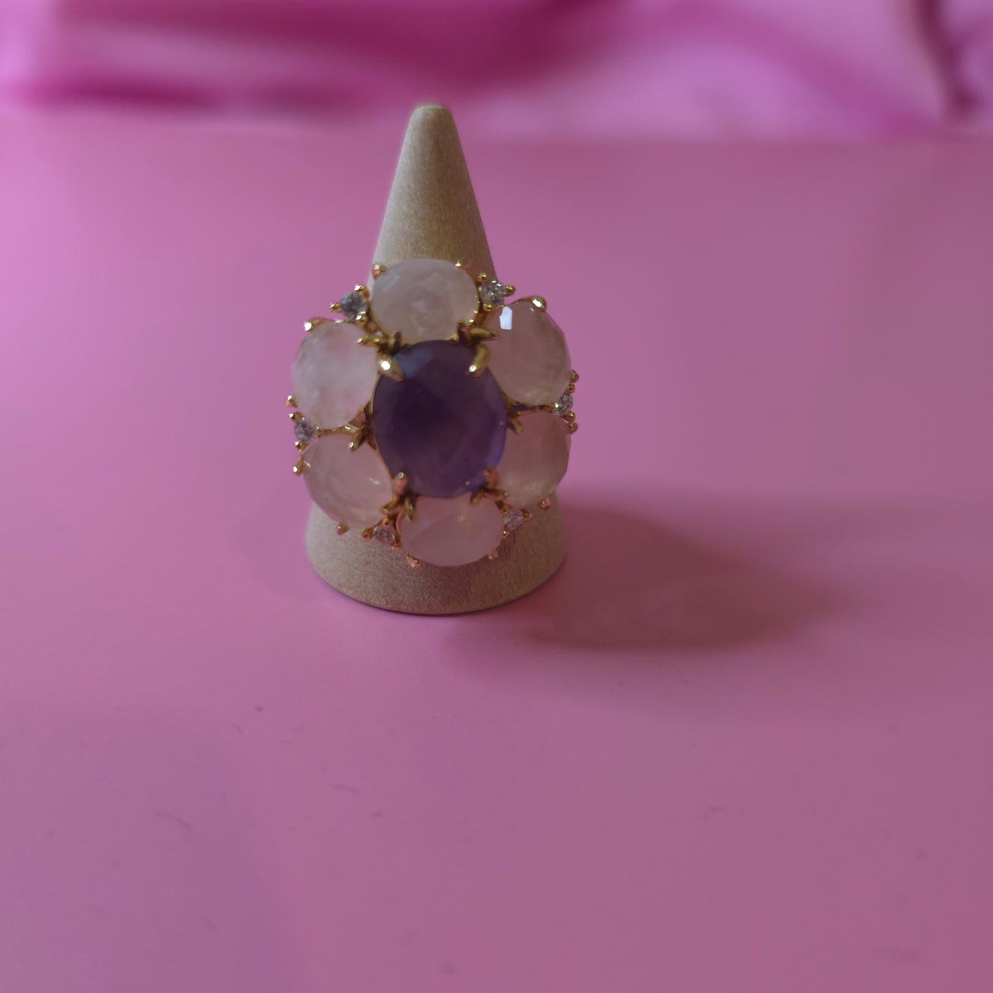 Bague fleur quartz amethyste