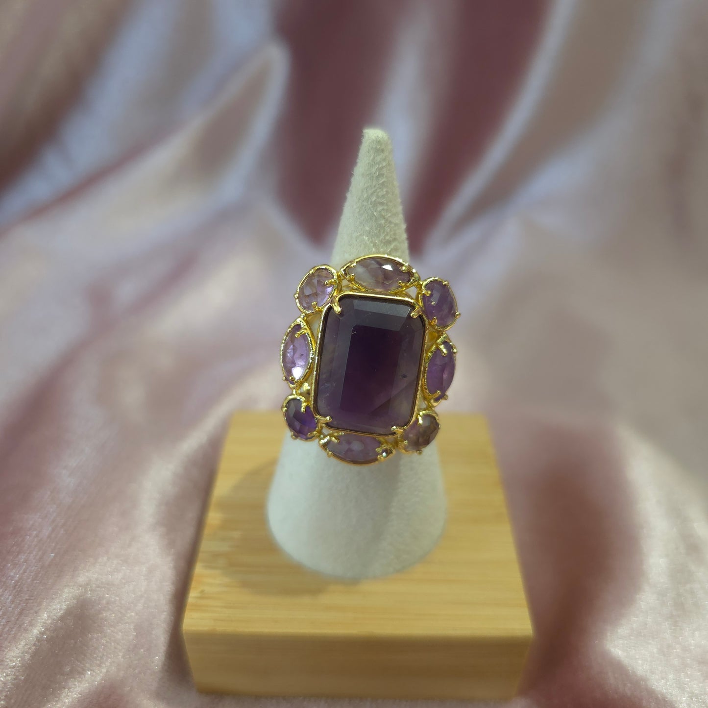 Bague carrée amethyste