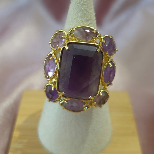 Bague carrée amethyste