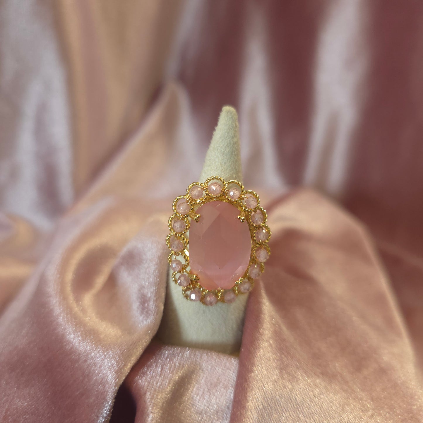 Bague oeil de chat rose