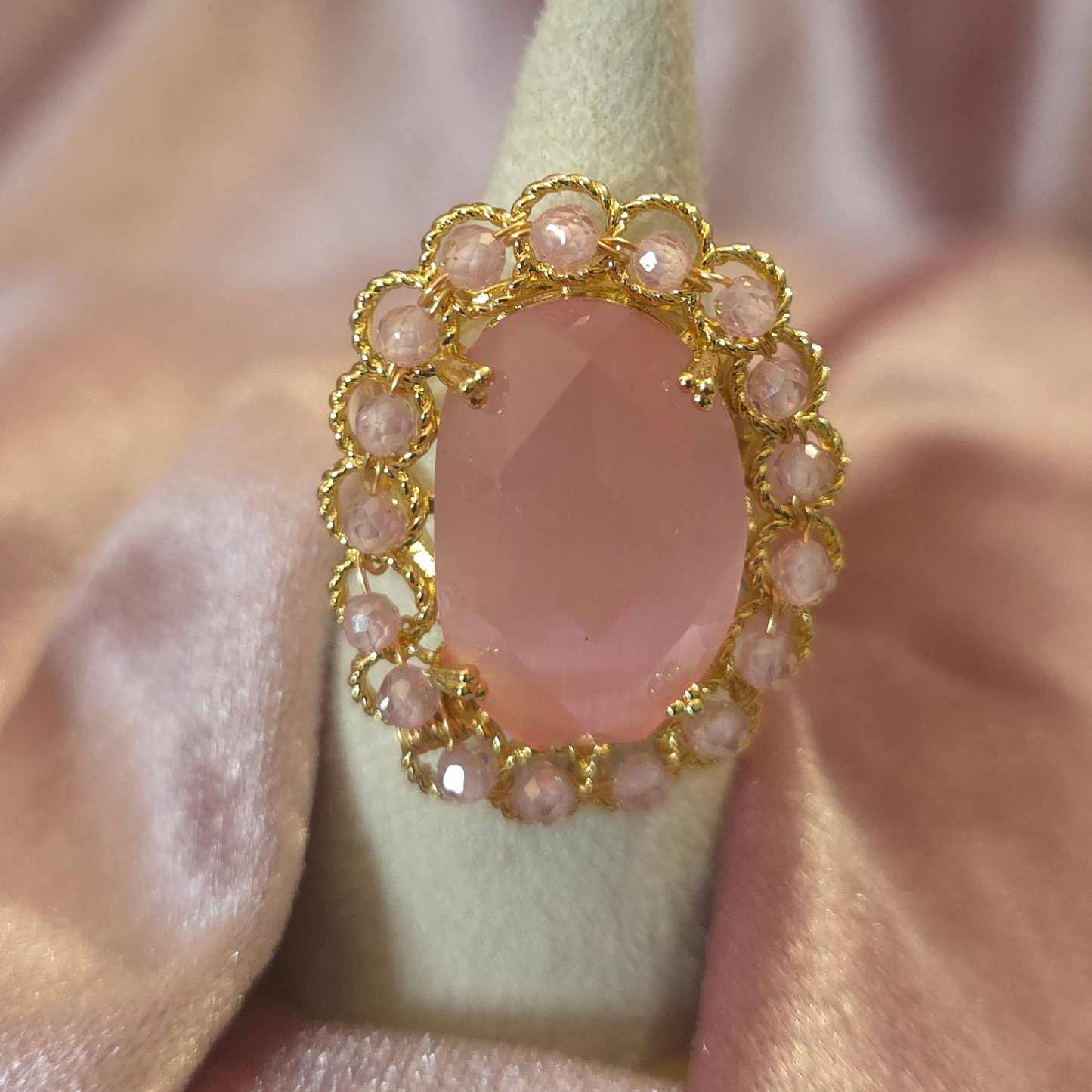 Bague oeil de chat rose
