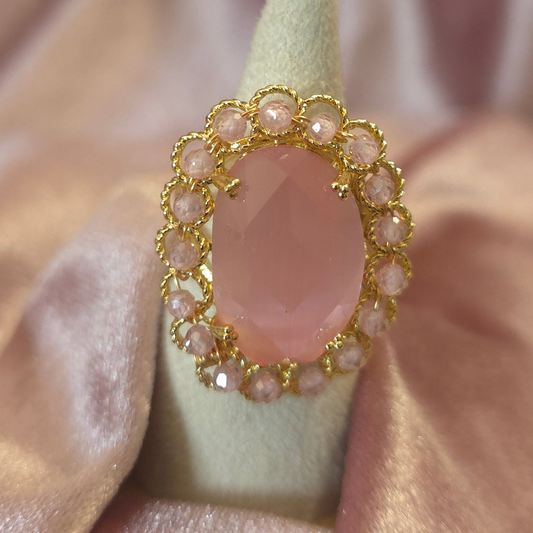 Bague oeil de chat rose