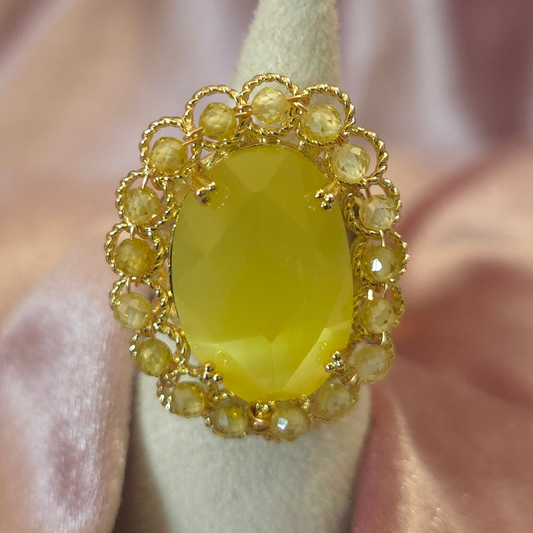 Bague oeil de chat Jaune